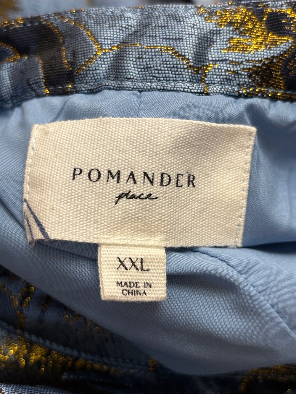 Pomander Place Blue Jacquard Samantha Dress Floral Balloon Sleeves XXL - Picture 14 of 16